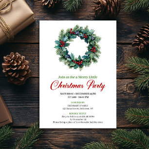 Convite de jantar com grinalda de Natal em aquarel