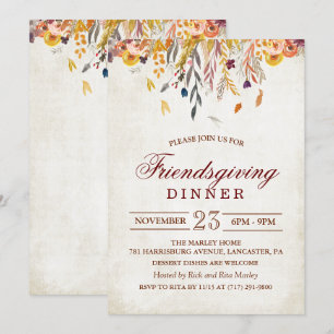 Convite de Jantar de Ação de Graças dos Amigos com