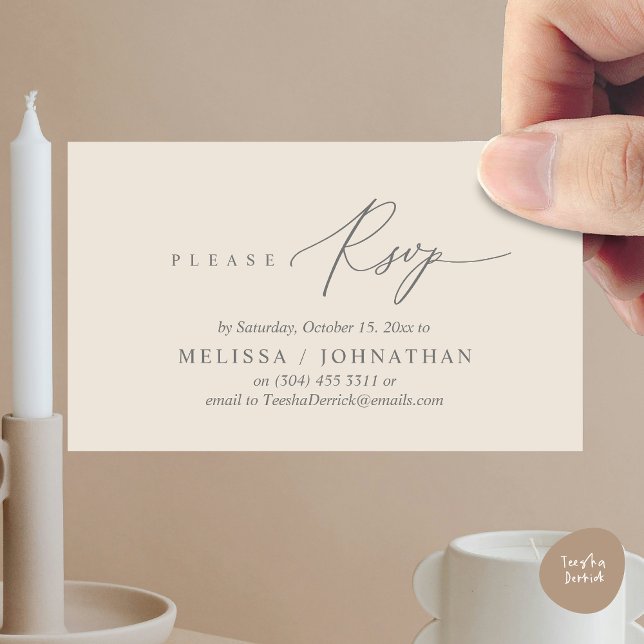 Convite de Jantar de Casamento Modern Romantic RSV (Modern Romantic RSVP Wedding Dinner Invitation Enclosed Reminder Online Email Card, Cream Grey)