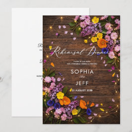 convite de jantar de ensaio boho de madeira rústic