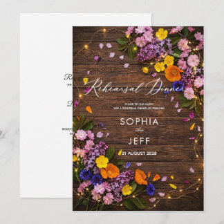convite de jantar de ensaio boho de madeira rústic