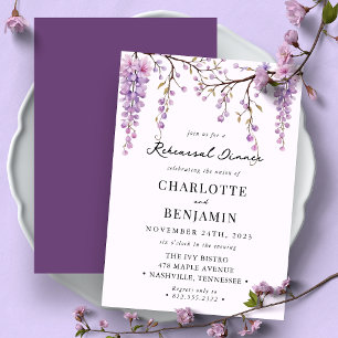 Convite de Jantar de Ensaio com Galho de Wisteria 