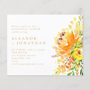 Convite de jantar de ensaio floral amarelo econômi