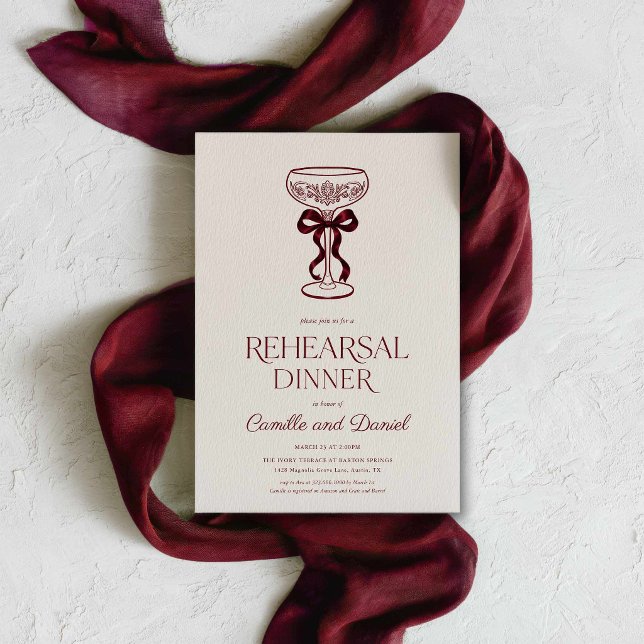 Convite de Jantar de Ensaios com Champanhe Elegant (Champagne Rehearsal Dinner Invitation )