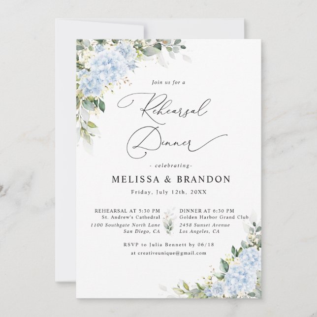 Convite de Jantar de Ensaios de Casamento com Hort (Frente)