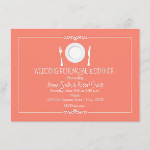 Convite de Jantar de Ensaios de Casamento Coral El