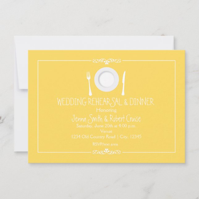 Convite de Jantar de Ensaios de Casamento Elegante (Frente)