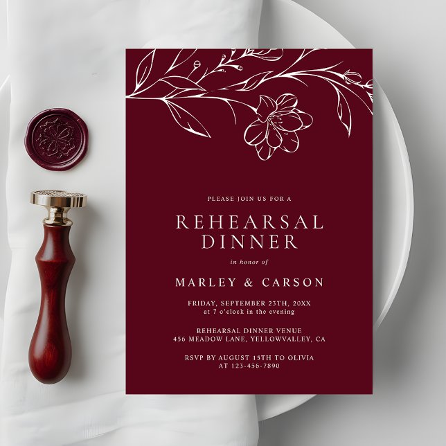 Convite de Jantar de Ensaios de Casamento Floral D (Criador carregado)
