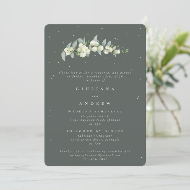 Convite de Jantar de Ensaios de Casamento Gray Gre (Em pé/Frente)