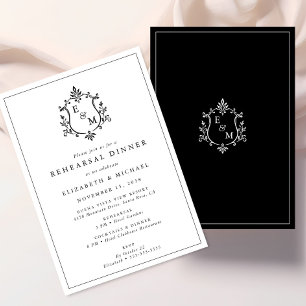 Convite de Jantar de Ensaios de Crista de Monogram