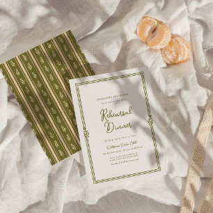 Convite de Jantar de Ensaios Elegante Verde Oliva