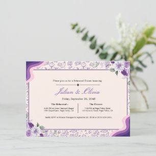 Convite de Jantar de Ensaios Floral Roxo Lavanda