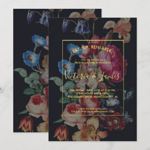Convite de Jantar de Ensaios Floral Vintage Escuro