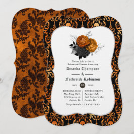 Convite de Jantar de Ensaios Gótico Floral Preto e