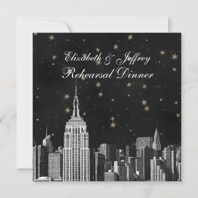 Convite de Jantar de Ensaios NYC ESB Skyline Etche (Frente)