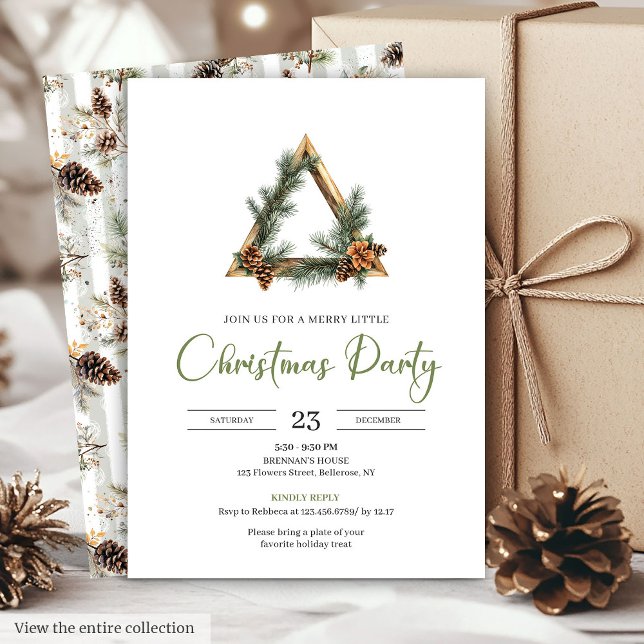 Convite de Jantar de Feriado Rústico Boêmio em Ver (Rustic Bohemian Sage Green Holiday Dinner Invite

)