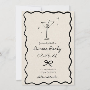 Convite de Jantar de Festa de Creme Elegante