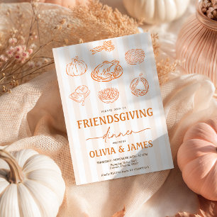 Convite de Jantar de Friendsgiving com Ilustrações