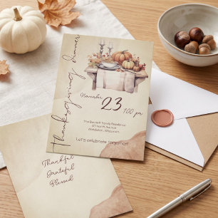 Convite de Jantar de Friendsgiving de Abóbora em A