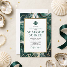 Convite de Jantar de Frutos do Mar Esmeralda Mármo