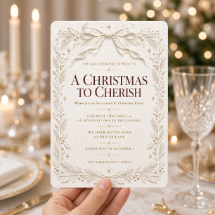 Convite de Jantar de Natal com Verde Elegante Arco