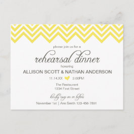 Convite de Jantar de Rehearsal Chevron Amarelo Pos