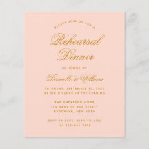 Convite de Jantar de Rehearsal de Orçamento Rosa C