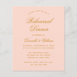 Convite de Jantar de Rehearsal de Orçamento Rosa C
