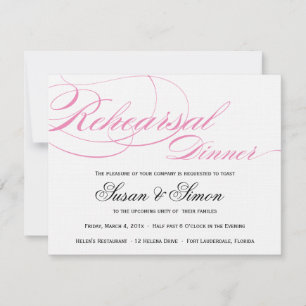 Convite de Jantar de Rehearsal Elegant Script Rosa