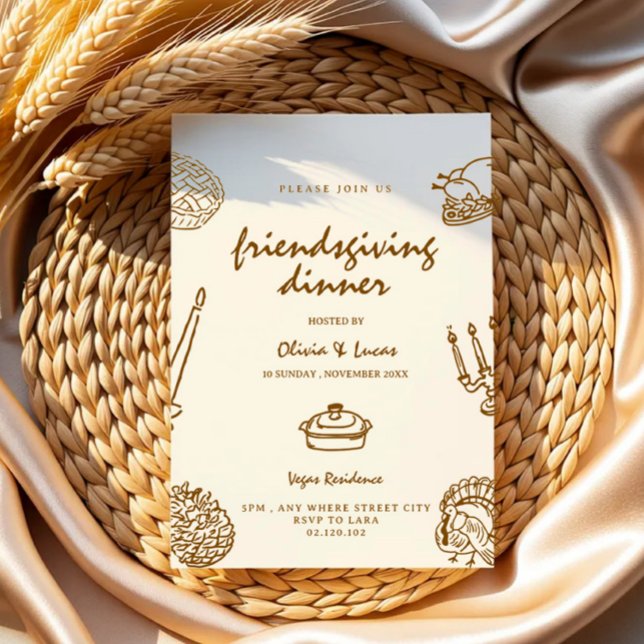 Convite de jantar do friendsgiving com desenho cap (Criador carregado)