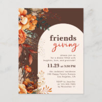 Convite de jantar Friendsgiving floral outonal