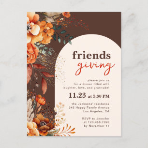 Convite de jantar Friendsgiving floral outonal