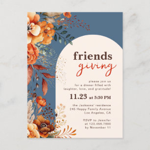 Convite de jantar Friendsgiving floral outonal