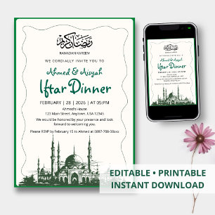 Convite de Jantar Iftar da Mesquita Elegante Esboç