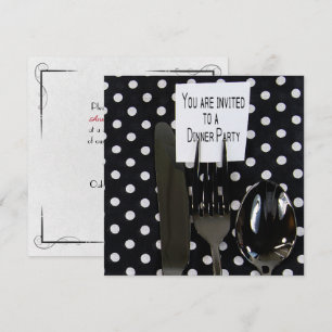 Convite de janto da parte sobre prata preta