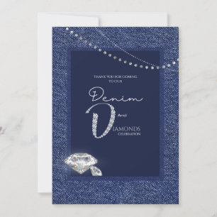 Convite de jeans e diamantes