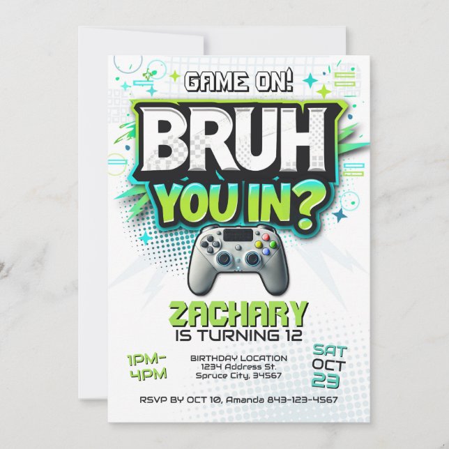 Convite de Jogador para Festa de Jogo de Vídeo (Frente)