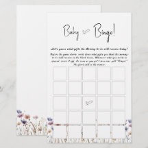 Convite de Jogo de Bingo de Bebê Flor Silvestre Ba