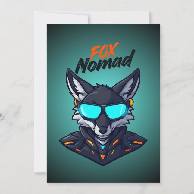 Convite de Jogo de Mecha Ciberpunk Fox Nômade (Frente)
