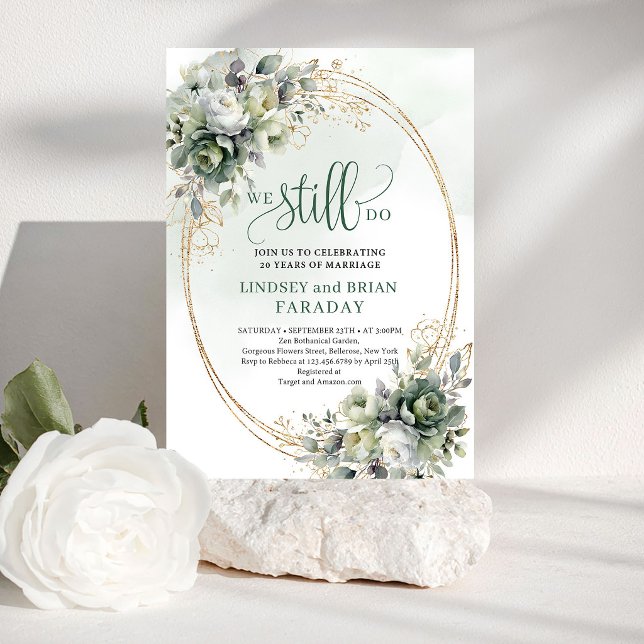 Convite de Juramento de Casamento com Vegetação Ro (Romantic Greenery Wedding Vows Invitation Boho)