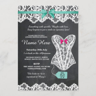 Convite de Lace de Chalk de Partido Bridal do Chá 