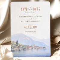 Convite de Lake Como Serenidade Aquarela
