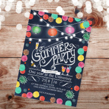 Convite de Lampions para Festa de Verão Preto Eleg