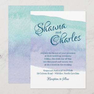 Convite de Lavagem com Aquarela Azul e Púrpura