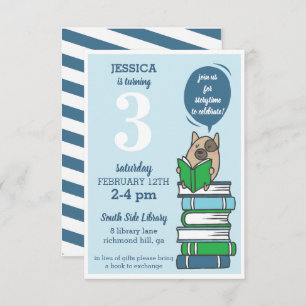 Convite de Leitura da Biblioteca de Festas de aniv