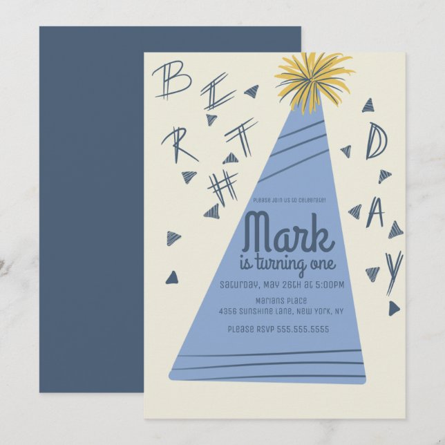Convite de Letreiro de Chapéu de Aniversário de Me (Frente/Verso)
