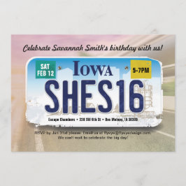 Convite de Licença de Iowa para 16 de aniversário