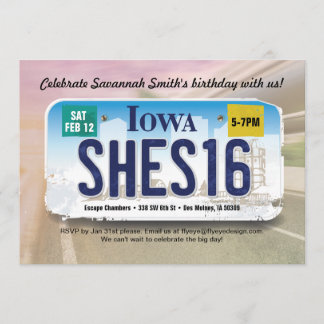 Convite de Licença de Iowa para 16 de aniversário