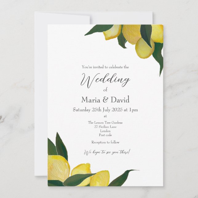 Convite de Limões Pintados a Óleo (Frente)