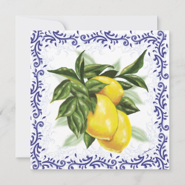 Convite de Limões Toile para Noivas ou Festas (Frente)